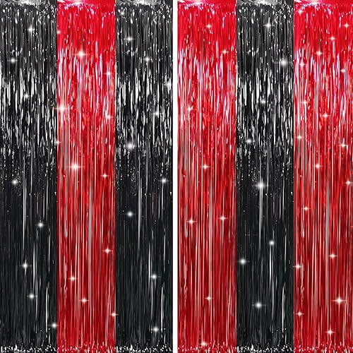 Miniatura 80 de GOER - Cortinas de tiras metálicas/oropel para fiestas, telón de fondo para fotos, Halloween, cumpleaños, graduaciones, Año Nuevo, decoración