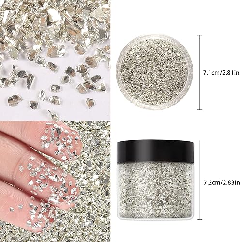 Miniatura 4 de Ceya 10.6 onzas10.58 oz de vidrio irregular triturado plateado metálico con purpurina de vidrio roto de 0.079 a 0.157 pulgadas, purpurina gruesa