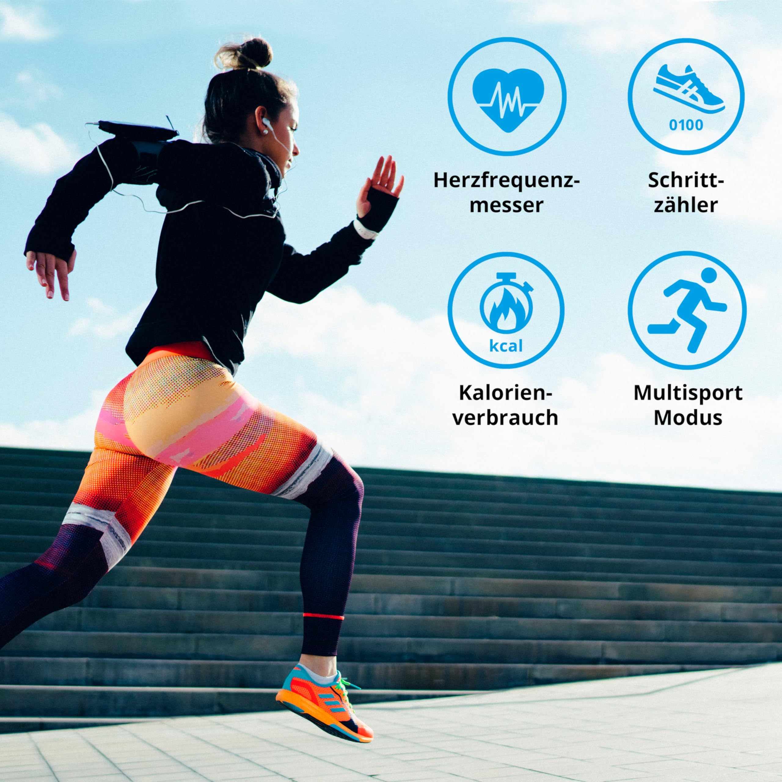 MEDION Fitnessuhr P4000 (GPS integriert, Fitness Tracker, Herzfrequenz, Schrittzähler, Schlaftracking, Farbdisplay, Wecker, Staub und Wassergeschützt)