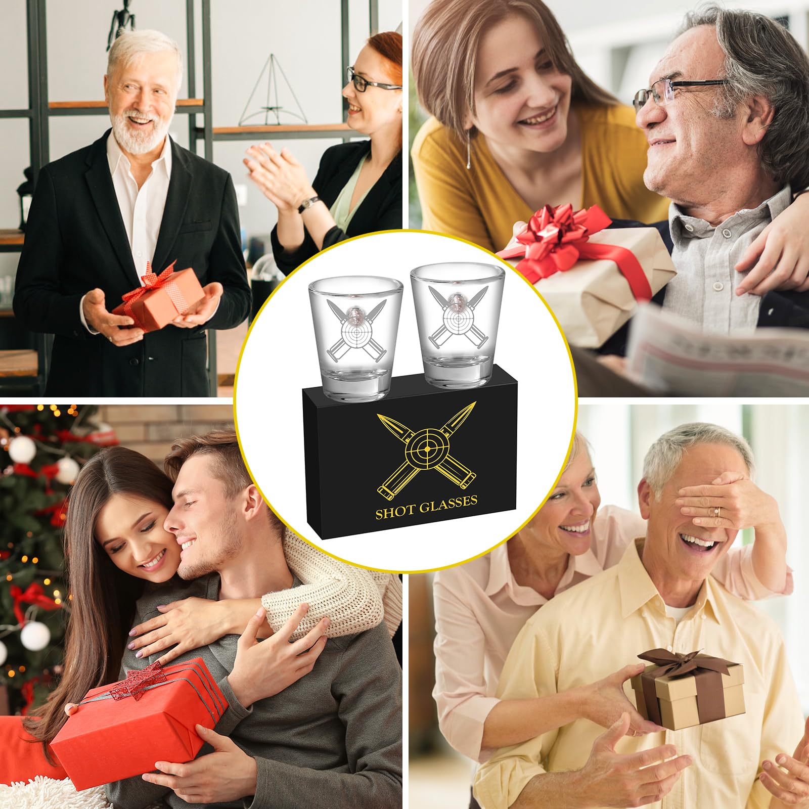 Personalisierte Glas-Schnapsgläser, 60 ml, 2er-Set mit Geschenkbox, für Tequila, Wodka, Espresso & Desserts, Langlebige und Wiederverwendbare Schnapsgläser für Zuhause, Bars & Party