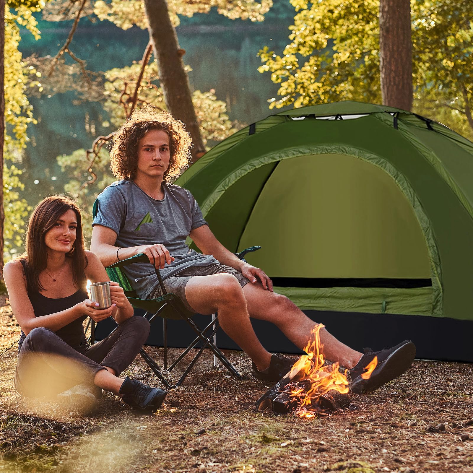 Tente de camping ultralégère pour 2 personnes avec abris et sac de transport, tente de camping portable en tissu Oxford imperméable pour la randonnée