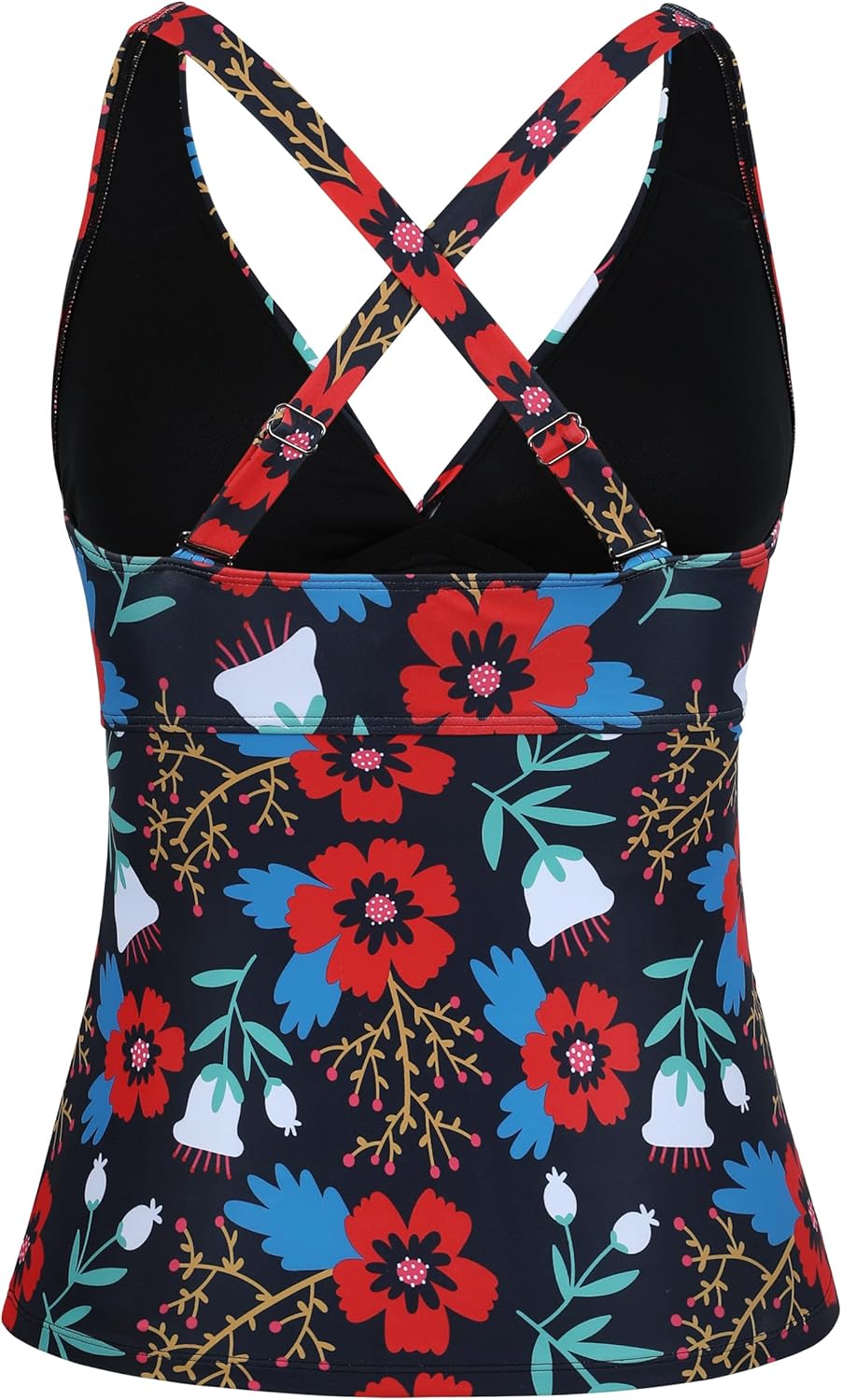 Hilor Women's Underwire Tankini Top Tummy Control Bathing Suits Sexy V Neck Crossover Swim Top Only - Image 5