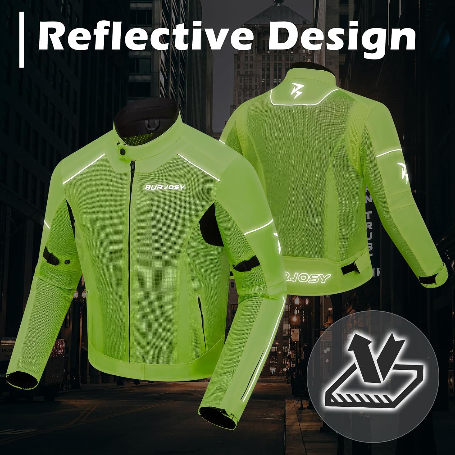 Mesh Motorcycle Jacket for Men, Summer Motorbike Biker Jacket, Reflective Lightweight Breathable Riding Jacket - Image 7