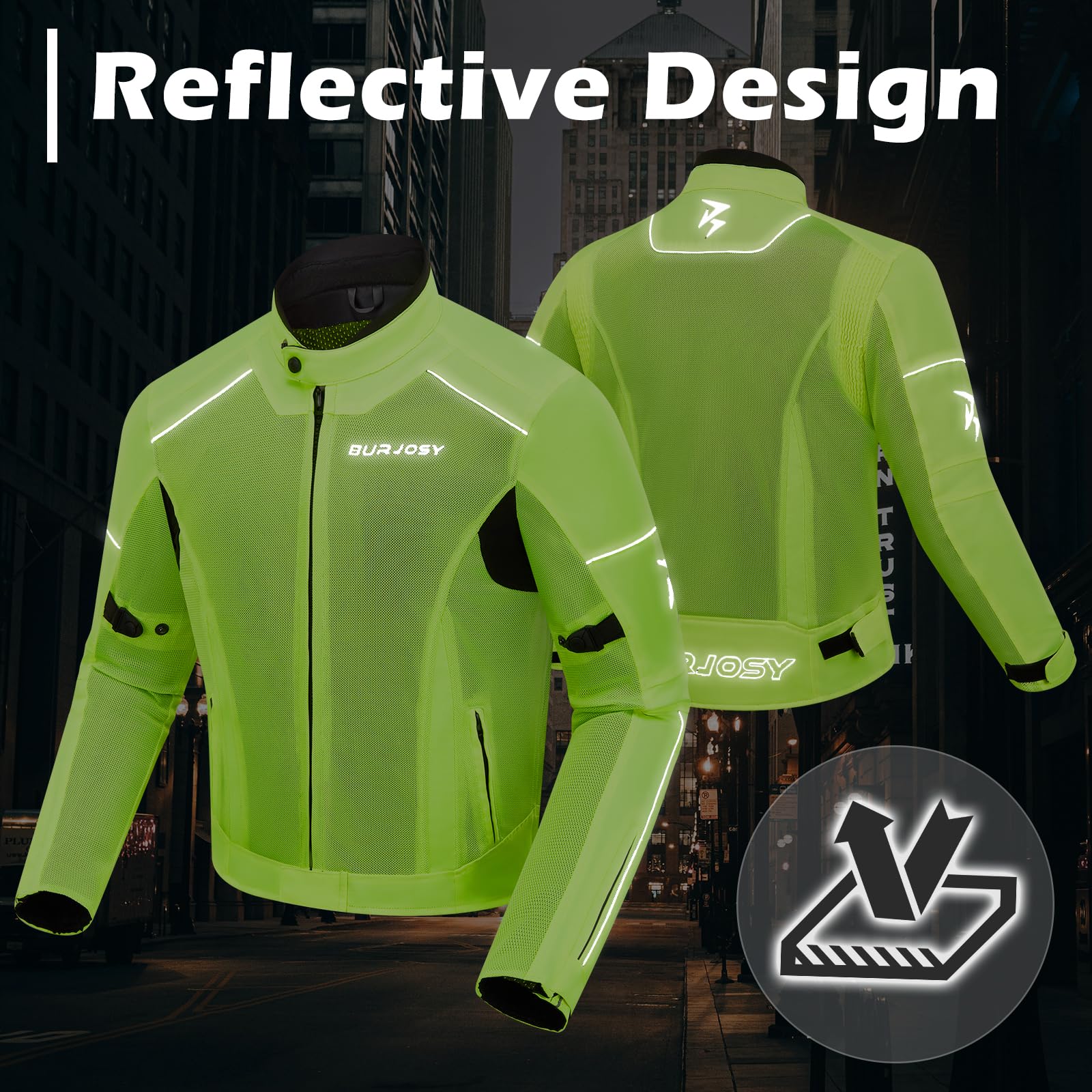 Veste Moto Été Homme avec Protections Amovibles Veste de Moto Maille Aérée Réfléchissante Légère