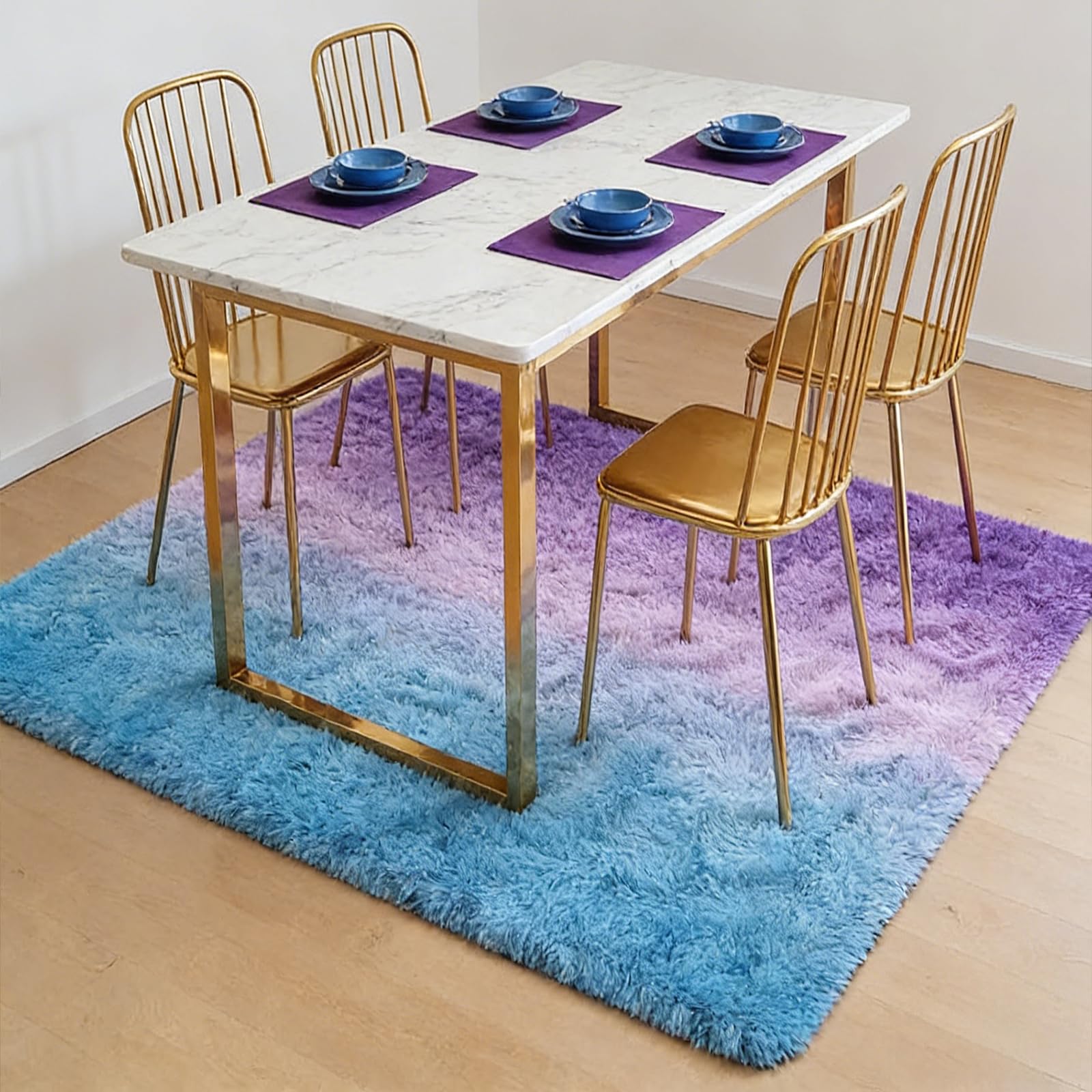 Tapis de chambre doux bleu violet 200x240cm shaggy