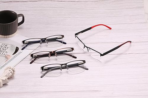 Miniatura 6 de mrbobmslee Paquete de 4 lentes de lectura para hombres, lectores de computadora con bloqueo de luz azul, anti rayos UV, fatiga oculardeslumbramiento