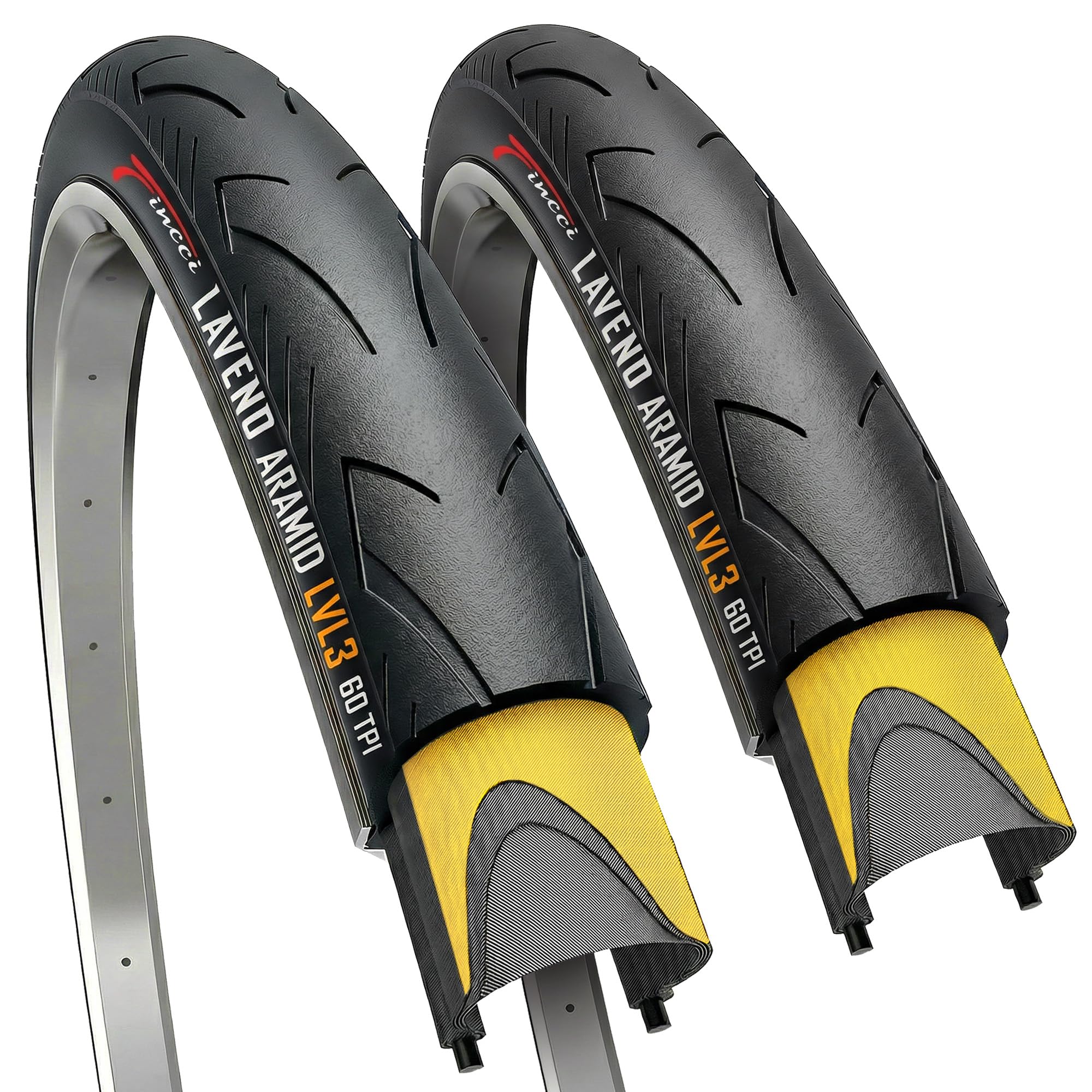 Fincci Laveno 700x32c Bike Tire - Pair Foldable Aramid 700c Durable Tires 32-622 with 1 mm Nylon Puncture Proof - 28 inch Bicycle Tires for Road,