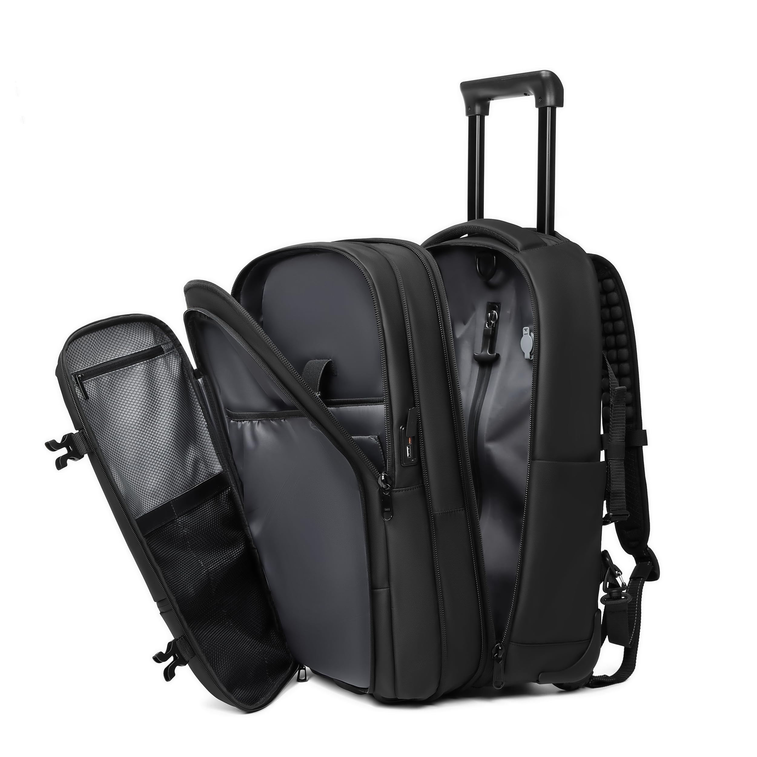CELIMS - Plecak podróżny próżniowy | Format walizki kabinowej 55 x 35 x 25 i 55 x 40 x 20 | Wodoodporny | Torba podróżna na laptopa 17 cali | Zamek TSA | Opcjonalne koła i wózek / waga bagażowa/pompa