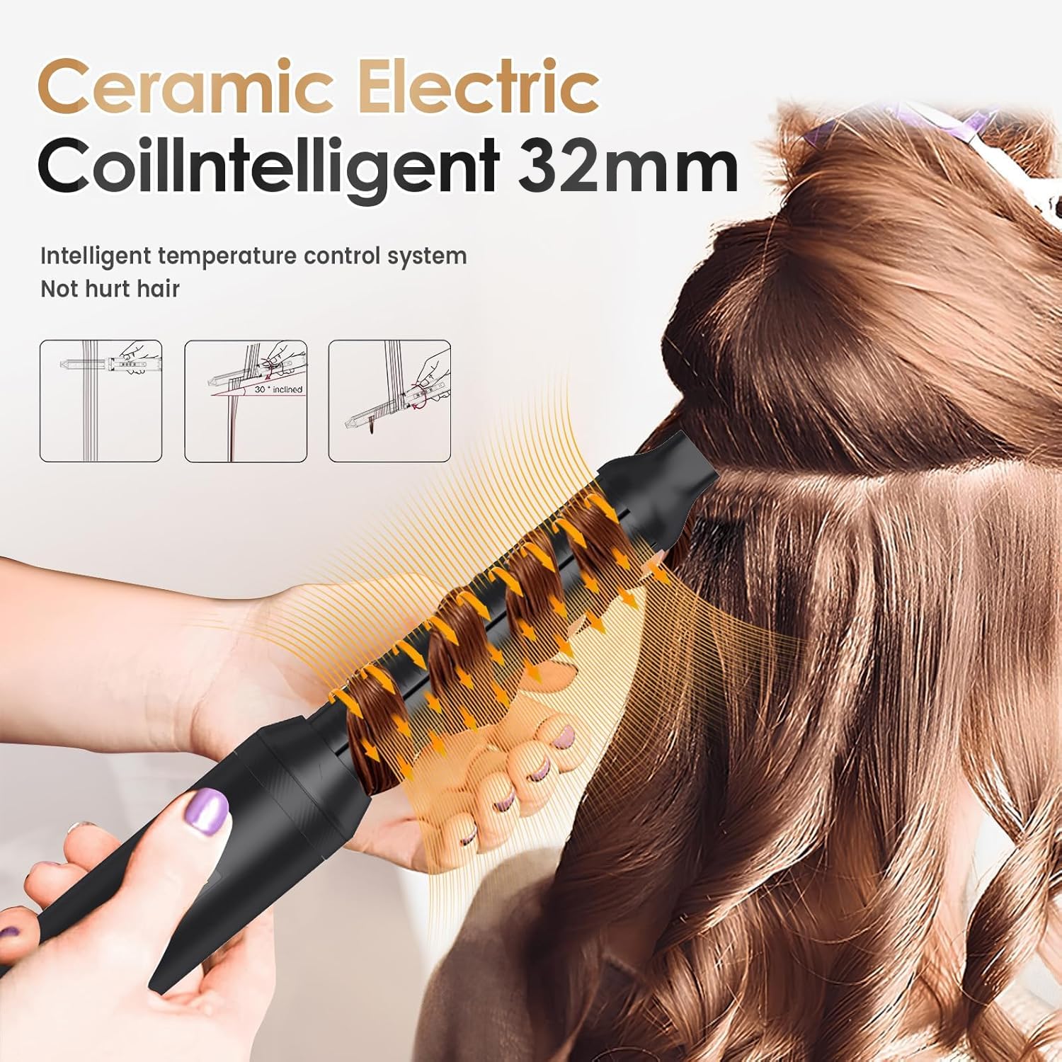 Journeyside Cepillo Secador de Pelo 5 en 1, Air Styler 1400W Cepillo de Aire Caliente Multifunción, Secador de Pelo Alta Velocidad Hairstyler 3 Temperatura&3 Velocidade para Volumen, Alisa, Seco
