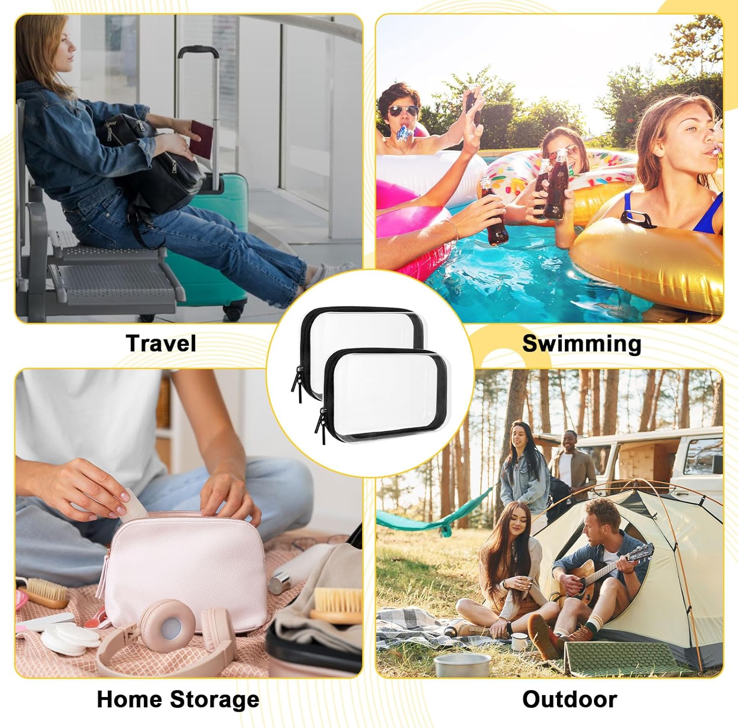 2PCS Clear Hard Shell Zipper Case for Organizing,Waterproof Plastic Clear Zipper Pouches Hard Shell for Cosmetics,Pencils,Toys,Portable Travel Organizer(7.48×3.94×1.97in) - Image 7