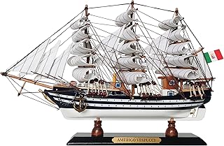 SAILINGSTORY Wooden Model Ship Amerigo Vespucci 1/300 Scale Replica Ship Model Sailboat Decor