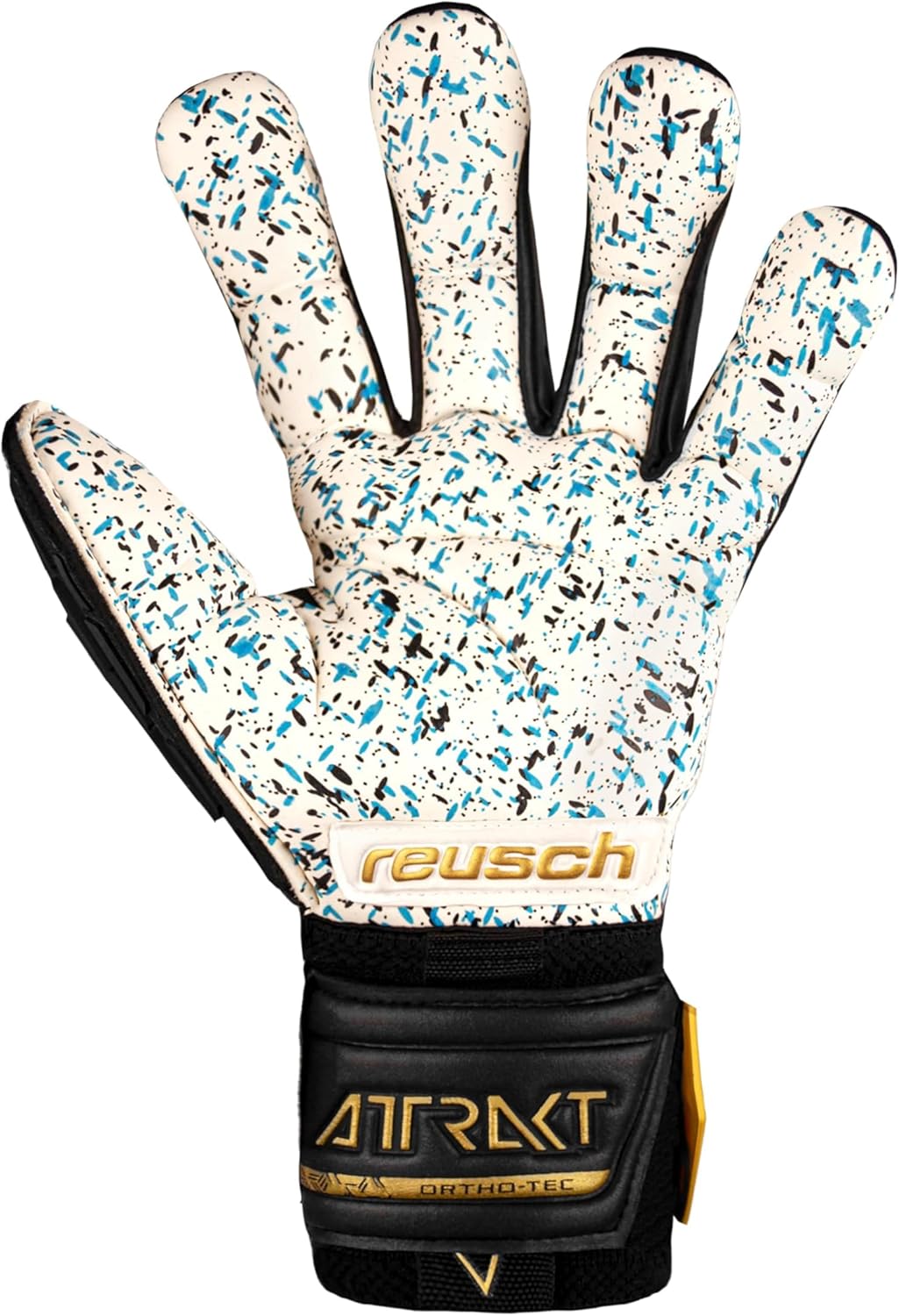 Reusch Attrakt Freegel Fusion Ortho-Tec Goaliator Unisex Goalkeeper Gloves, Soccer Goalie Gloves with Finger Support, Flexible, Breathable, Durable Grip, AirVent System, Adult, Black/Gold - Image 5