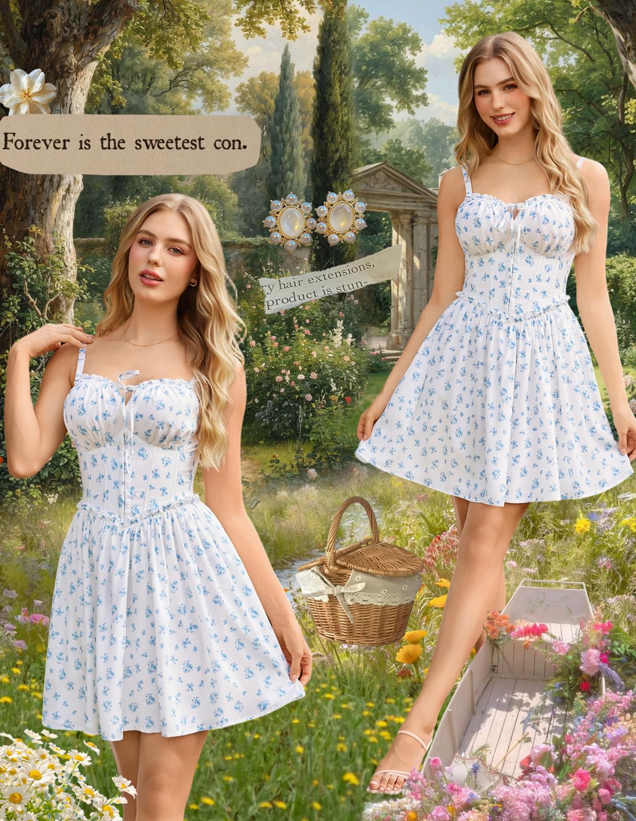 SCARLET DARKNESS Vestido corto de corsé para mujer, vestido victoriano floral, sin mangas, tirantes delgados, vestidos de verano para fiesta de deshierbe en la playa