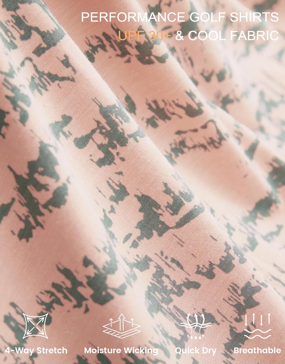 M MAELREG Golf Shirts for Men Print Performance Moisture Wicking Dry Fit Heather Stripe Collared Mens Polo Shirt Short Sleeve - Image 5