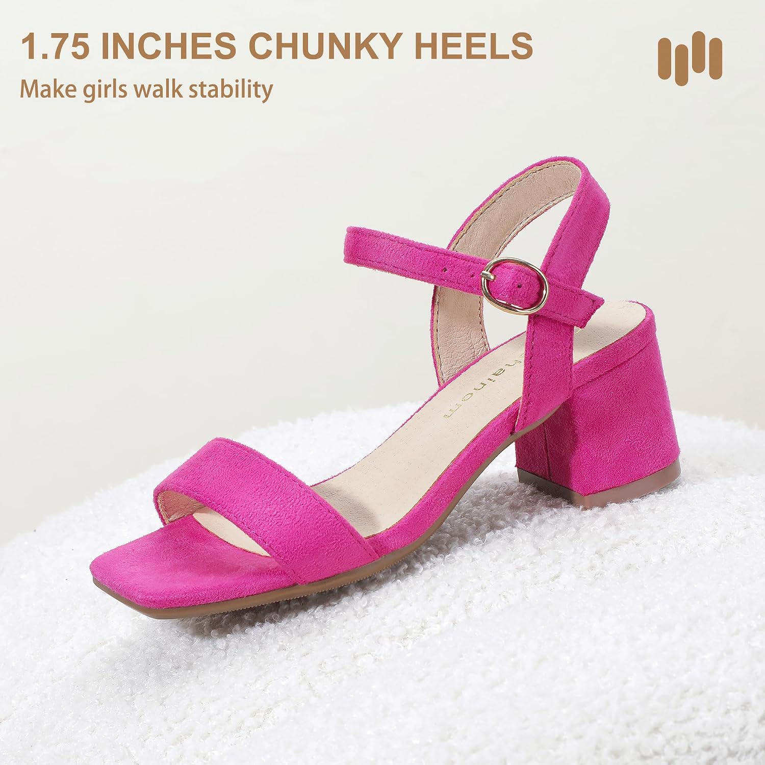 Hehainom Girls Heels Sandals Square Toe Dress Shoes image 5
