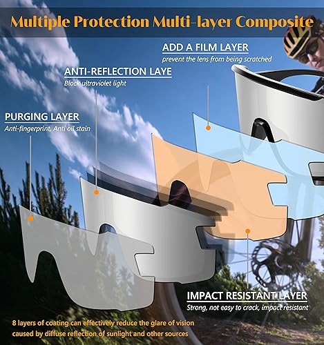 Miniatura 3 de FEISEDY Gafas de ciclismo para hombres y mujeres, gafas de sol deportivas de los años 80, gafas de esquí para conducir, pescar, ciclismo, gafas de