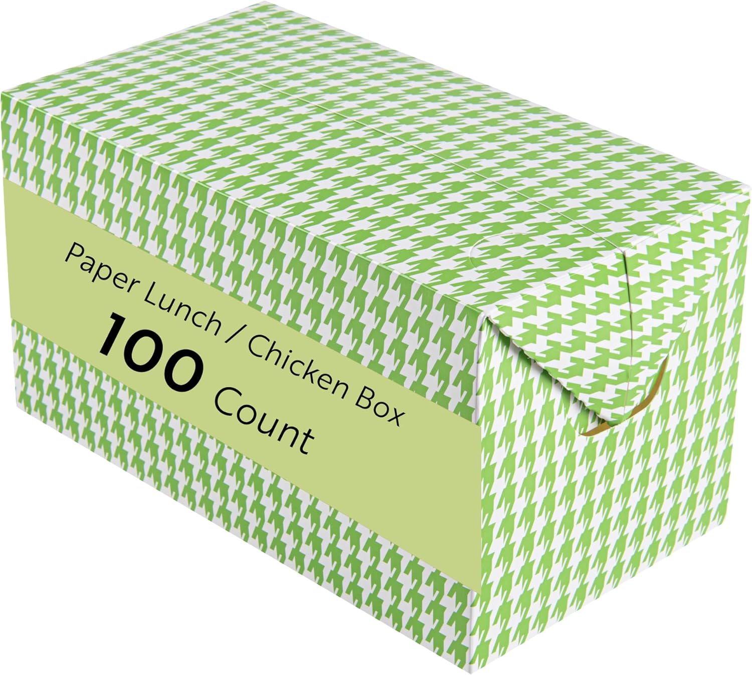 Restaurantware Bio Tek 80 Ounce To Go Boxes 100 Rectangle Take Out Food Containers - Fast Top Closure Disposable Green Houndstooth Paper Carry Out Containers For Burgers Or Fried Chicken