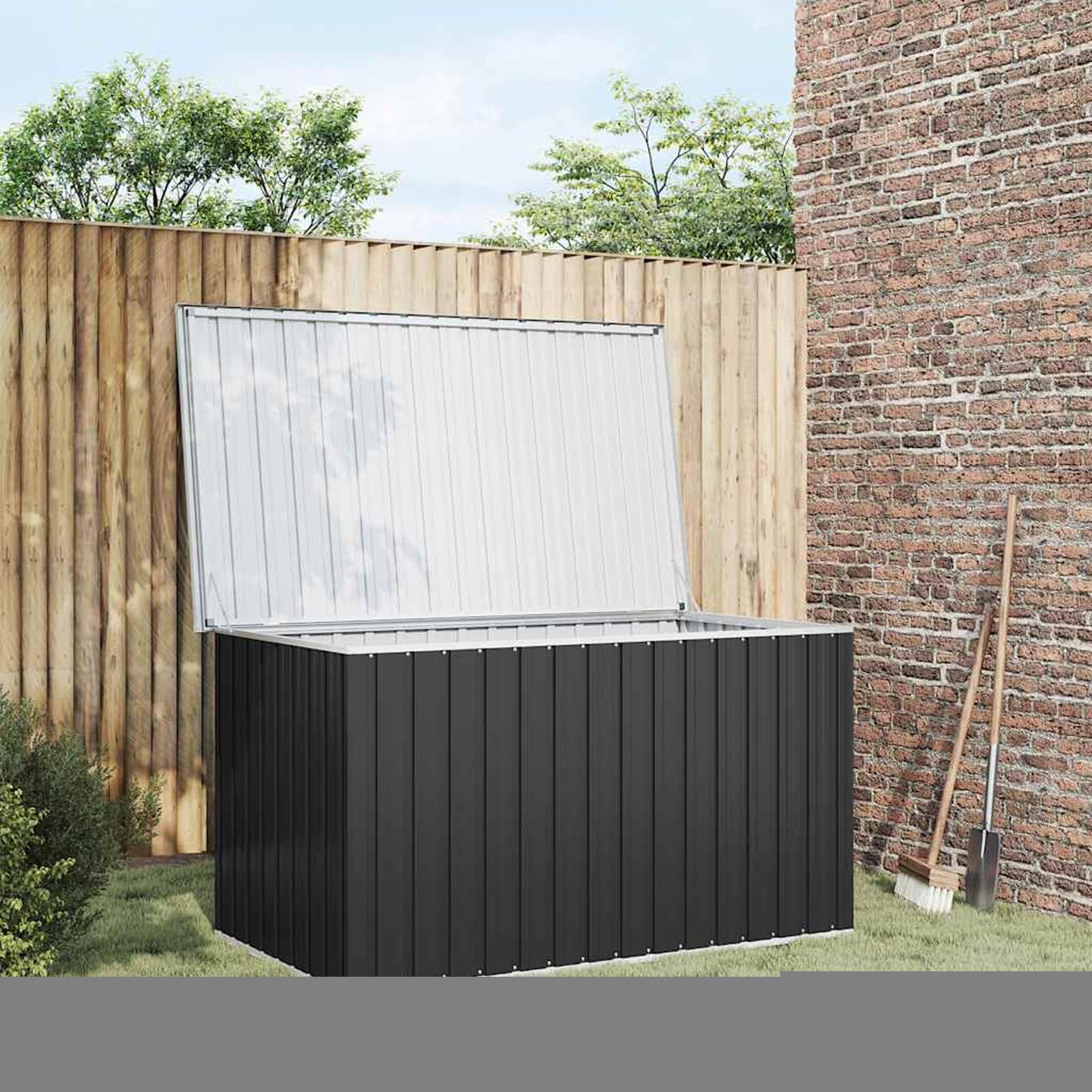 Boîte de rangement de jardin anthracite Gecheer 171x99x93 cm