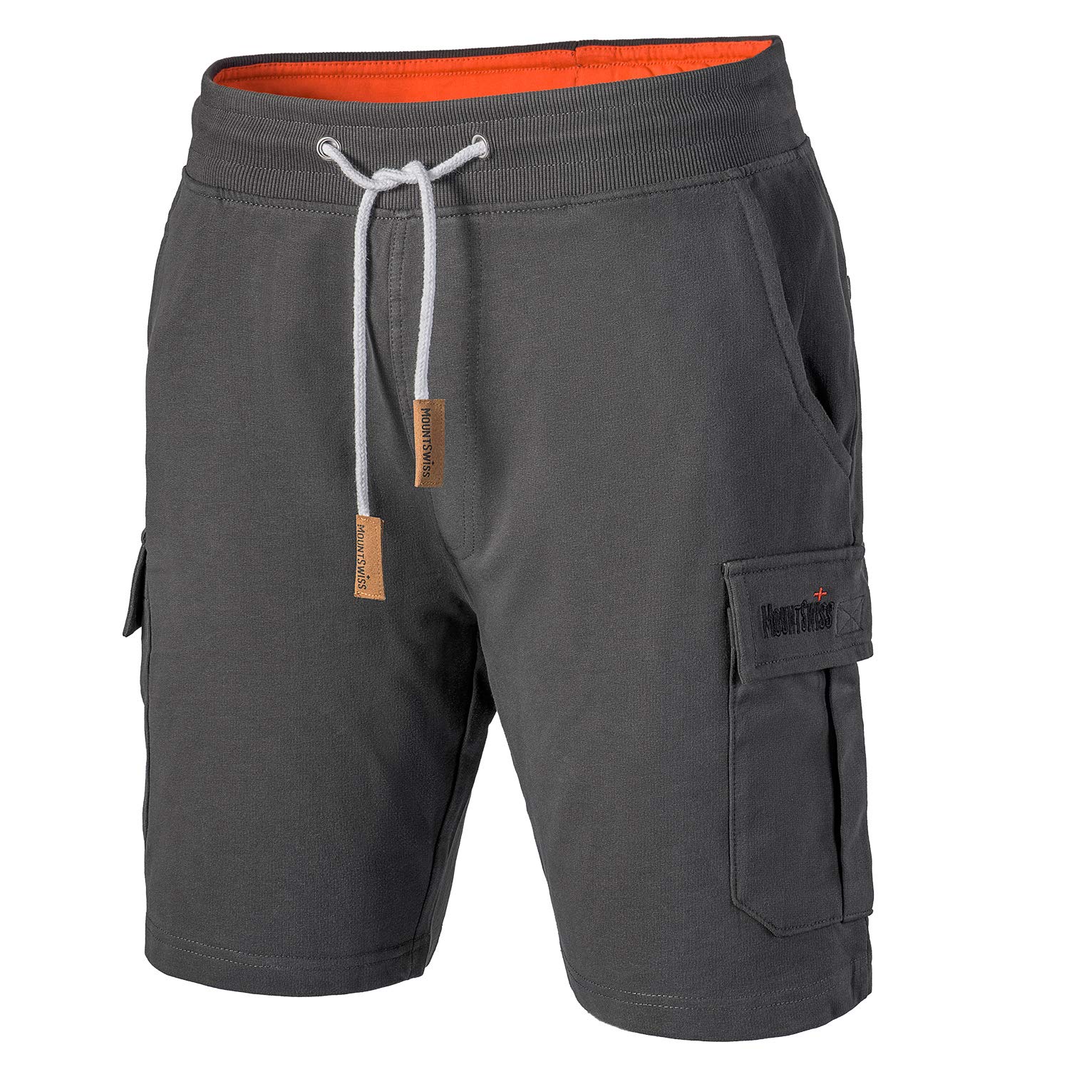 Mount Swiss Herren Cargo Shorts mit 6 Taschen & Klett- BZW. Reiß-Verschluss I Freizeit Hose Herren kurz in Anthrazit, Schwarz, Stahlgrau, Blaugrau Größe S - 8XL