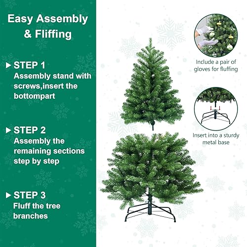 Miniatura 4 de Árbol de Navidad artificial de 5 pies, abeto de PVC de alta calidad, ideal para el hogar, la oficina y decoración de fiestas de Navidad, incluye