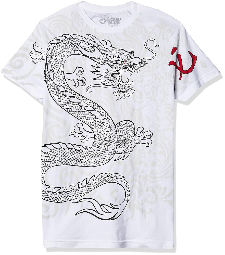 トップス 2000's \"Blue Dragon\" White Tee Size:L Vintage 2000s Blue Dragon Face Two-Sided Body Print T-Shirt