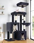 Globlazer Cat Tree Tower with 2 Cat Condos for Multiple Indoor Cats, 52in Multi-Level Plush Cat Condo Tower with 5 Sisal Scratching Posts, 2 Padded Perches, Big Basket, Widened Base, S52, Light Grey