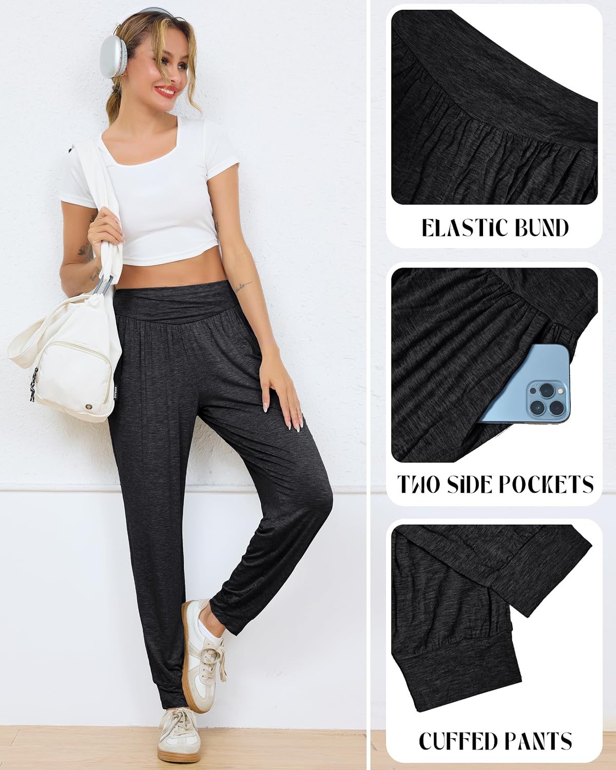 Vlazom Women's Yoga Pants Wide and Comfortable High Pants for Yoga and Pilates High Waist image 4
