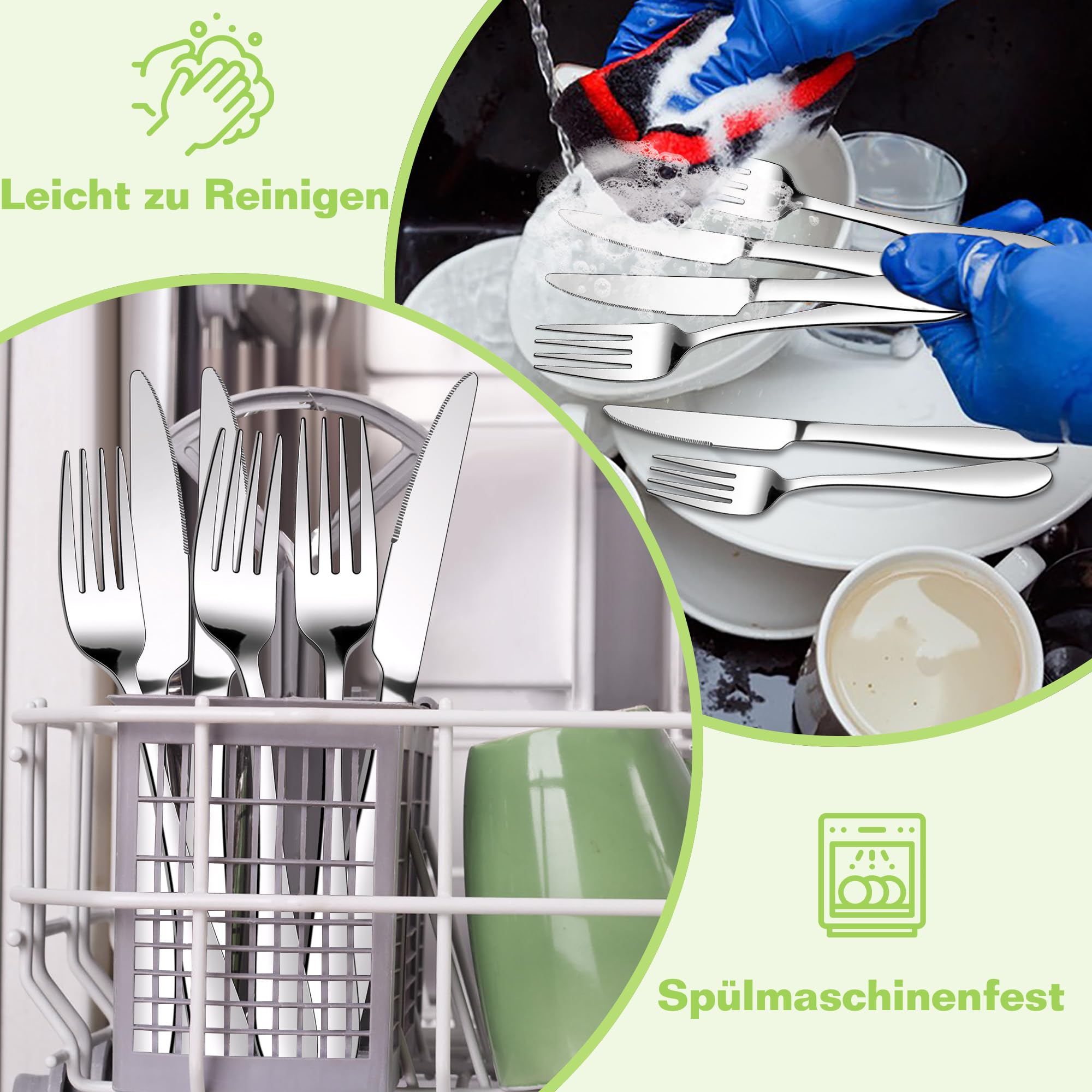 Homikit Steakbestekset, 24-delige roestvrijstalen steakmessen en steakvork, steakbestekset voor 12 personen, zilveren bestekset met elegante handgreep voor thuis, restaurant, hotel, roestvrij en