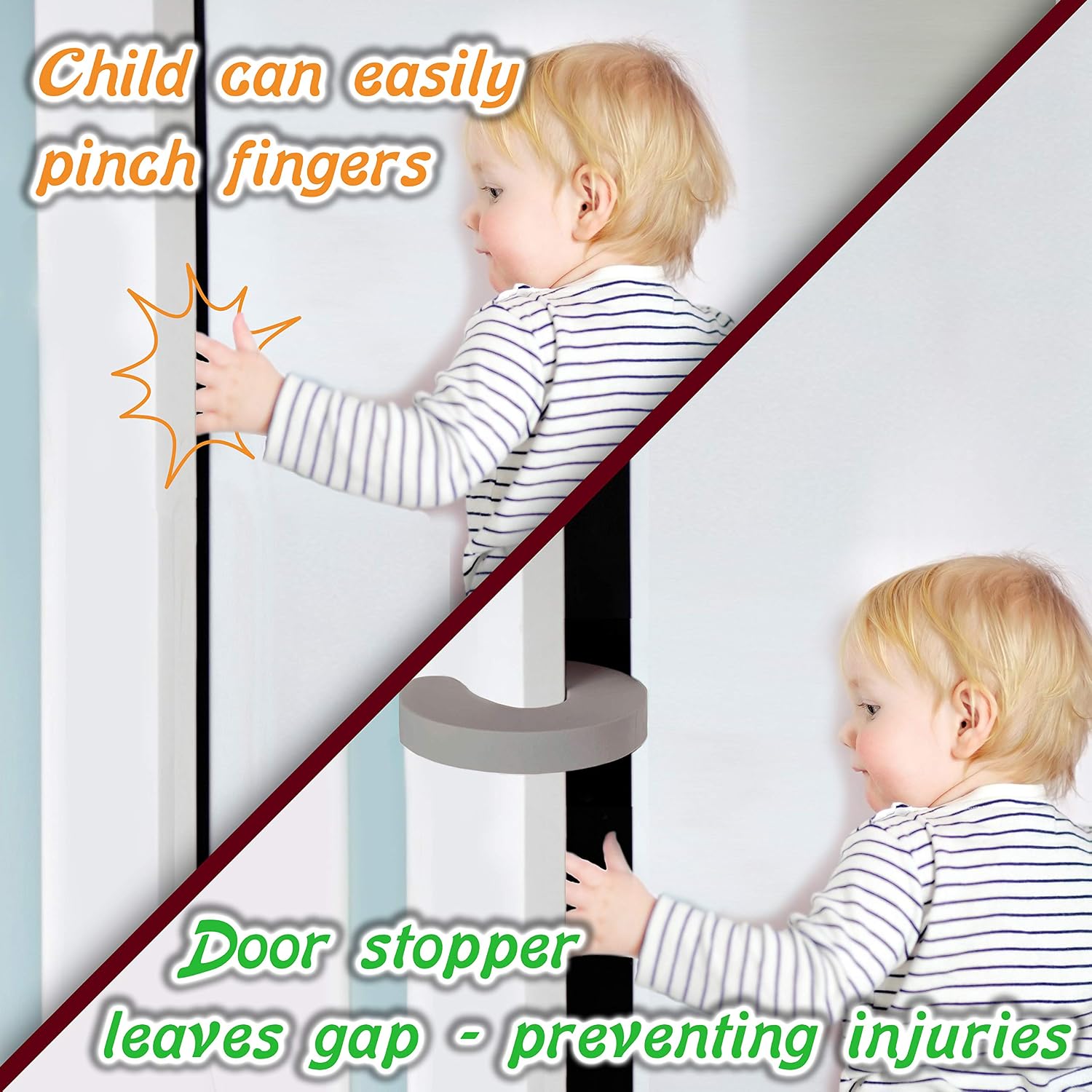 Grey Door Stopper Finger Pinch Guards - 8 Pack - 3 Colors Available - Prevent Baby/Toddler Injuries with A Child Proof Door Stopper - Extra Soft Foam - Large Universal Sleek Design - Driddle