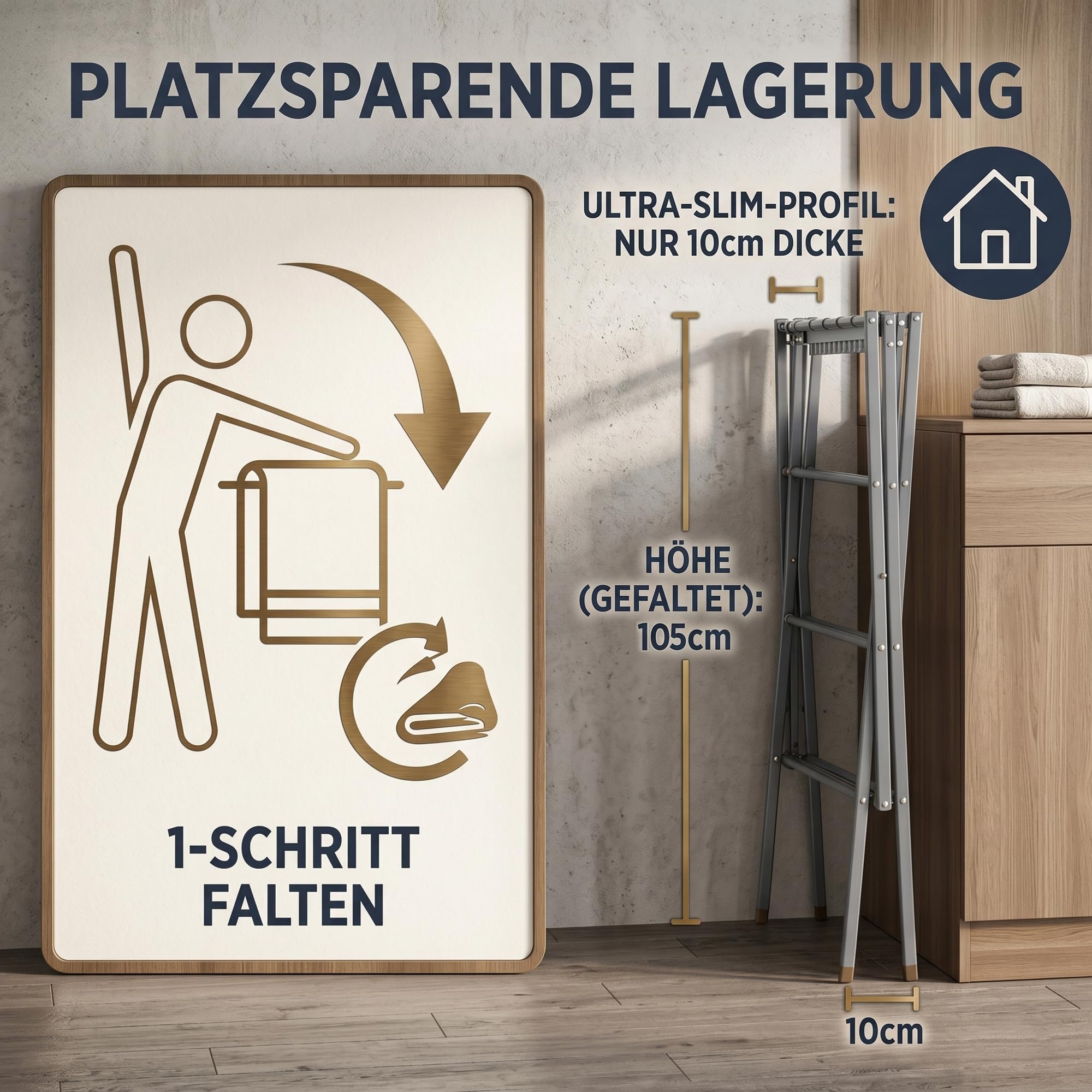 Wäscheständer Klappbar, Großer Wäschetrockner mit 12 Trockenstangen und Sockenhalter, Platzsparender Standtrockner für Innen und Außen, 22 kg Tragkraft, Leicht & Kompakt, Silber