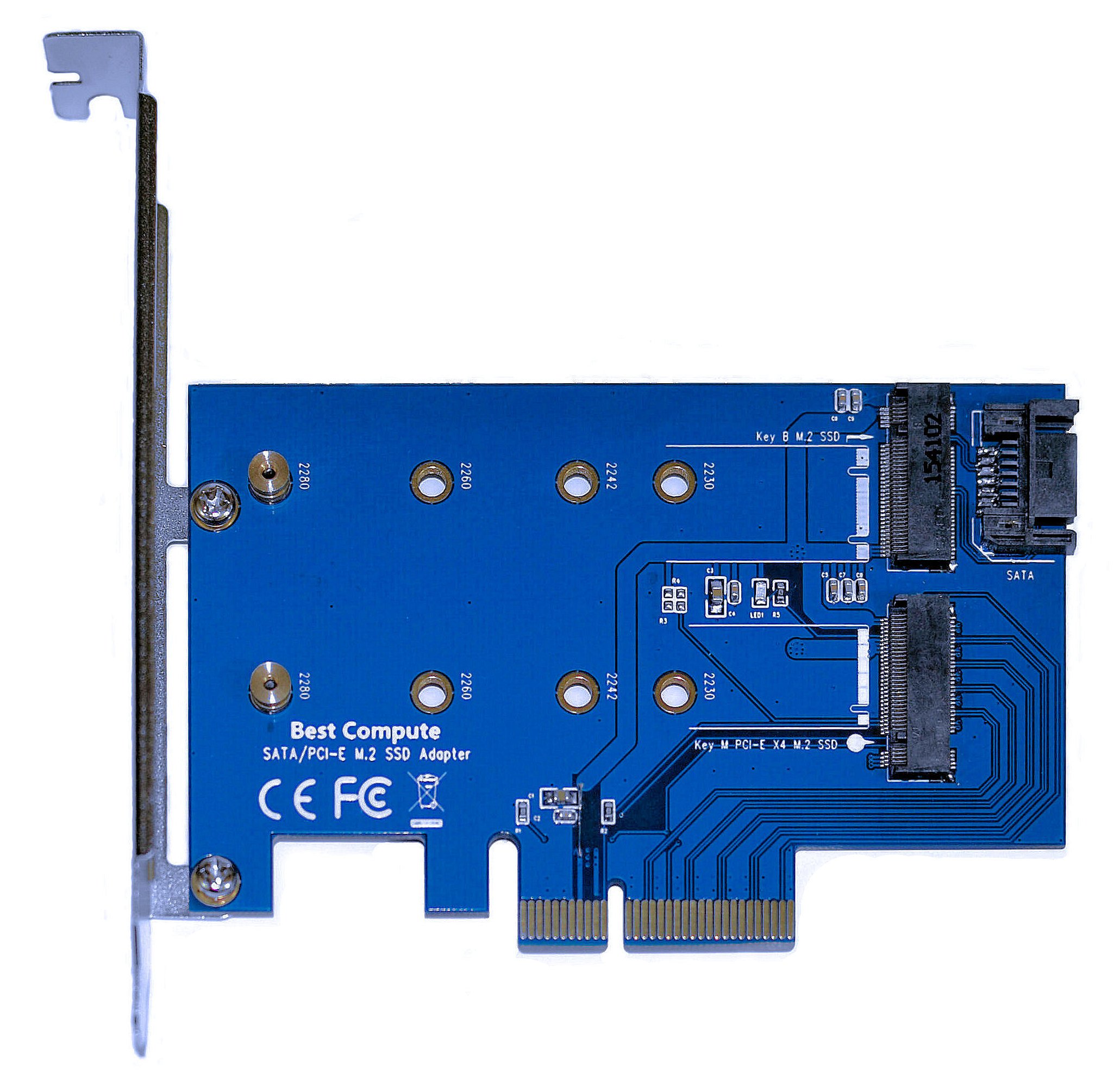 Best Compute M.2 PCIe SSD to PCIe 3.0 x4 and M.2 SATA SSD to SATA III Adapter Card