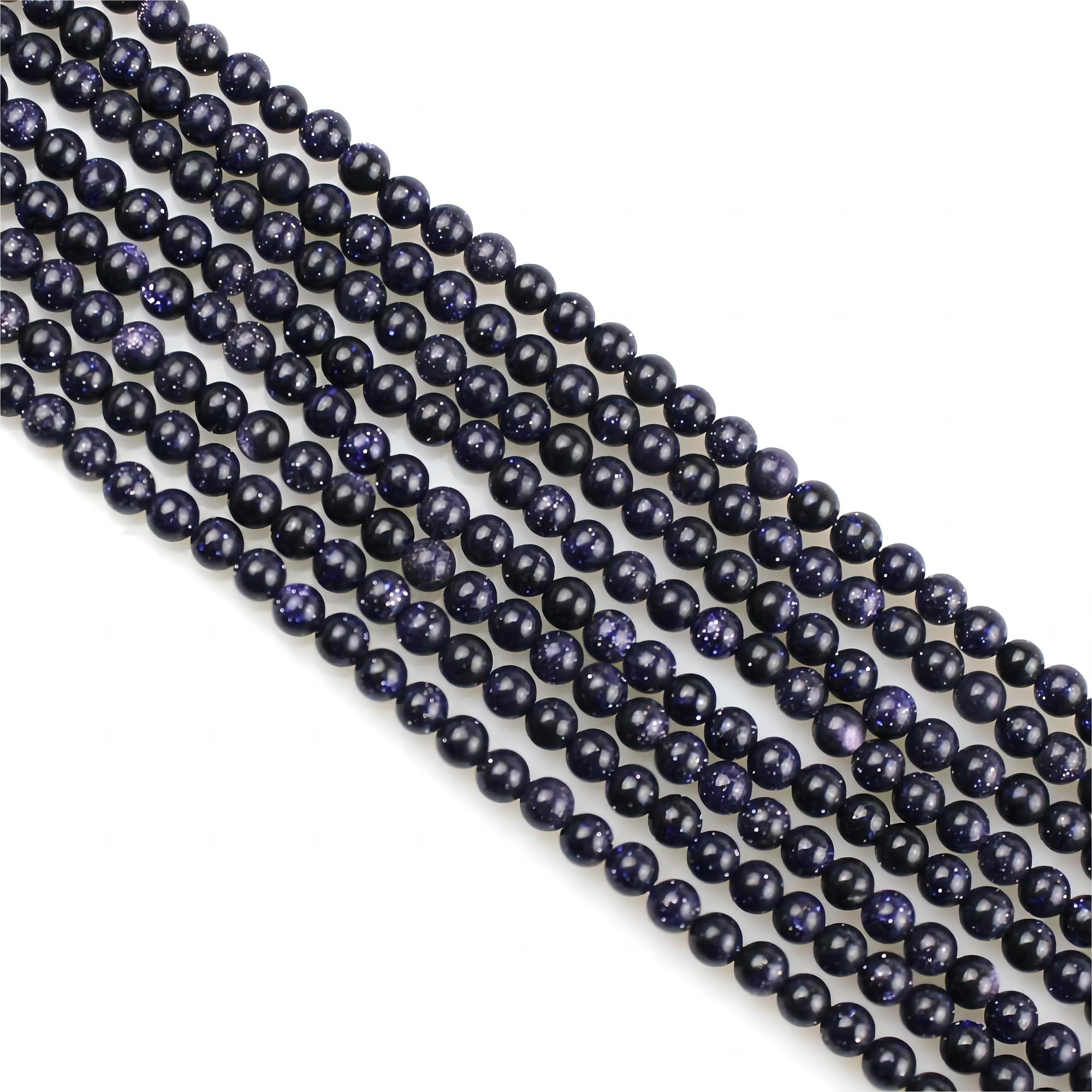 MJDCB 225pcs Small Stone Beads 3mm Blue Sandstone Round Smooth Loose Gemstone Bead for Jewelry Making Bracelets Earrings Necklaces Accessories