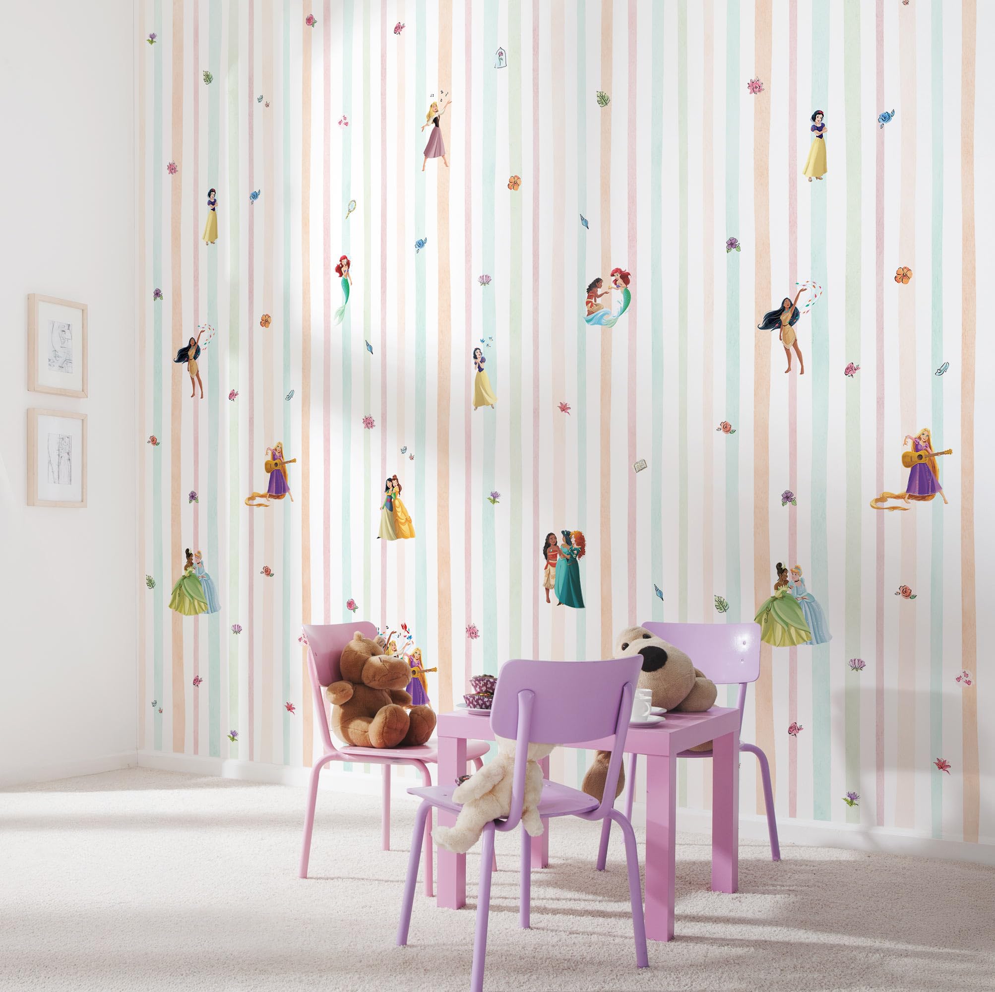 Disney Princesses Charmix - Papel pintado (212 x 250 cm, 1 rollo de 4 paneles)