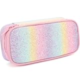 FlowFly Pencil Case for Girls Boys, Large Capacity Pencil Pouch for Kids, Portable Soft Pen Bag for Teen, Glitter