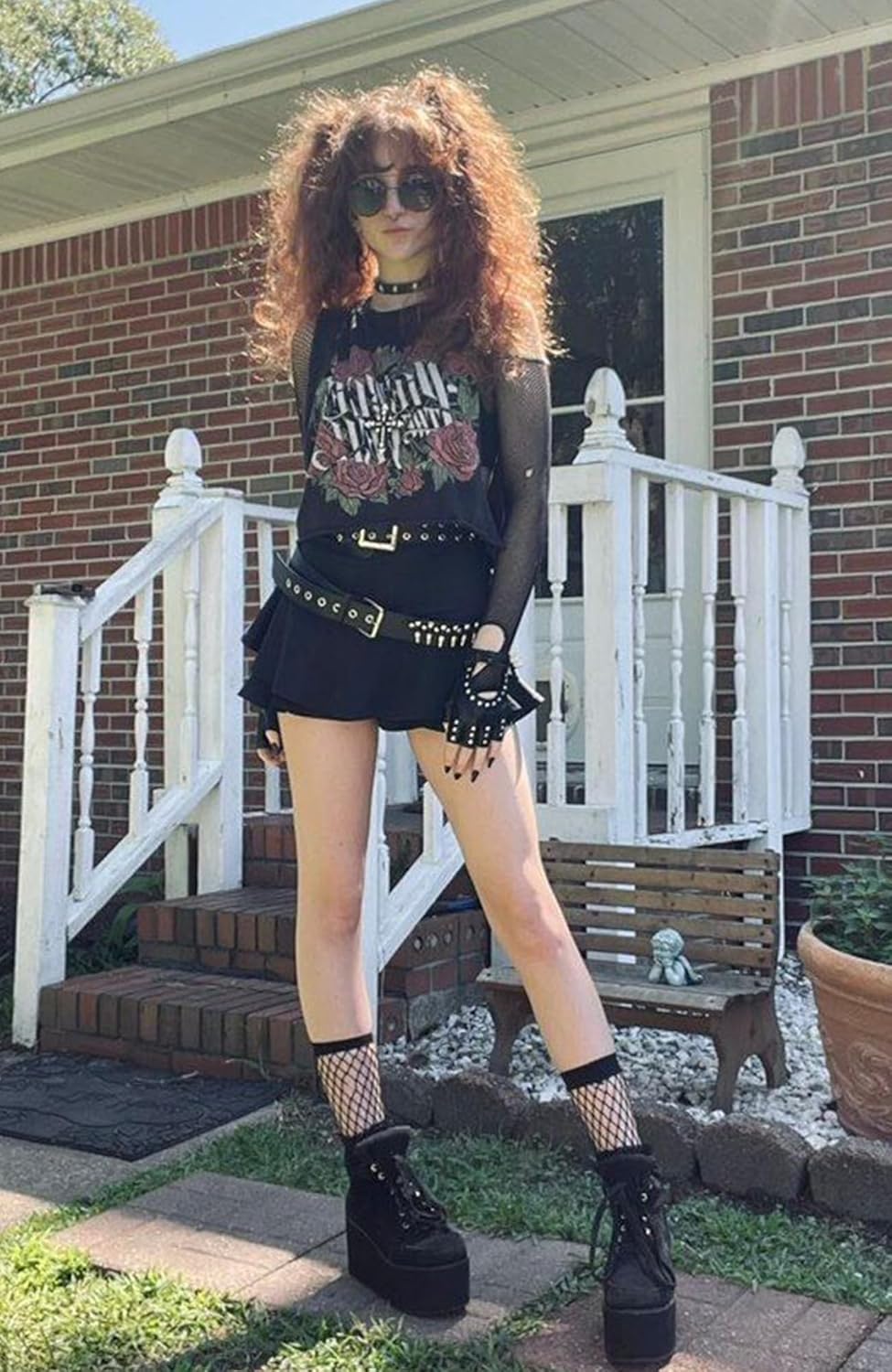 Ammiko Fingerless Gloves for Women PU Faux Leather Driving Cycling Punk Cosplay Costume Halloween Performance Teens - Image 4