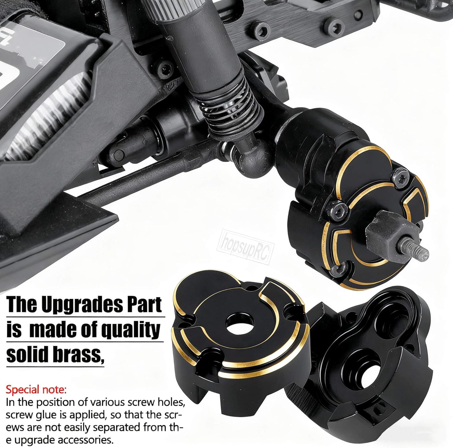 Upgrades Parts for 1/18 Red cat Ascent-18 RC Car,Brass Diff Cover,Servo Mount,Steering Knuckle,Skid Plate,Turnbuckles Links Black