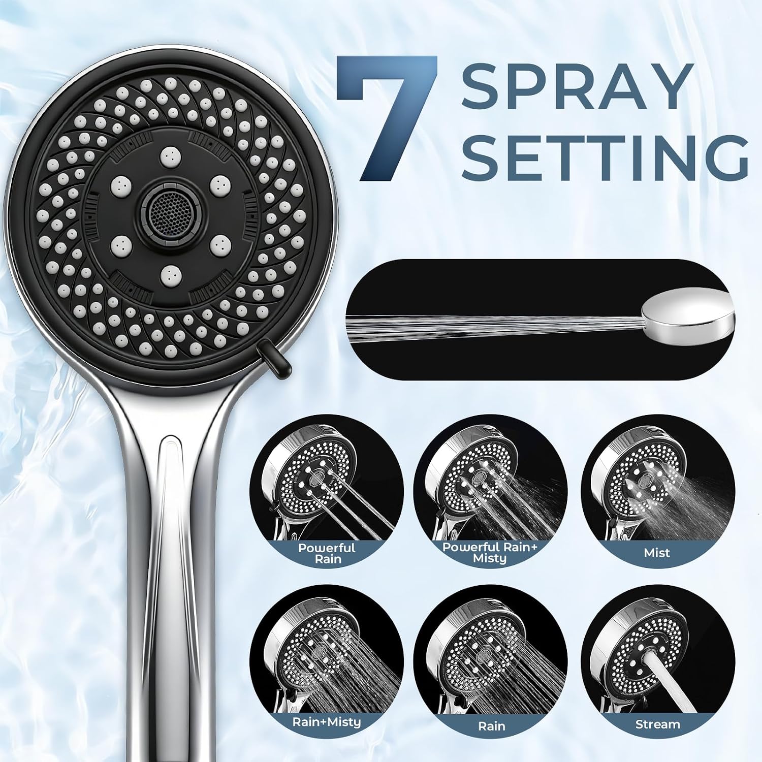 9" Rain Shower Head w/Handheld Combo, Slide Bar, Chrome image 2