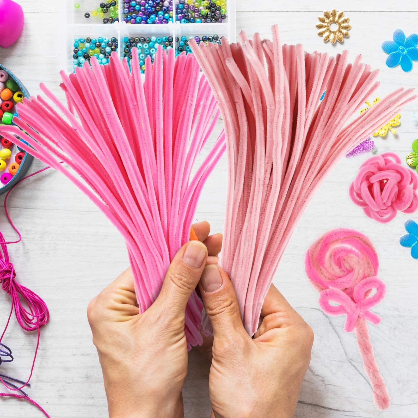 DOITOOL Twisting Stick Craft 200 Pcs Soft Fuzzy Pipe Cleaners DIY Craft Flowers Sturdy Adaptable for Boys and Girls