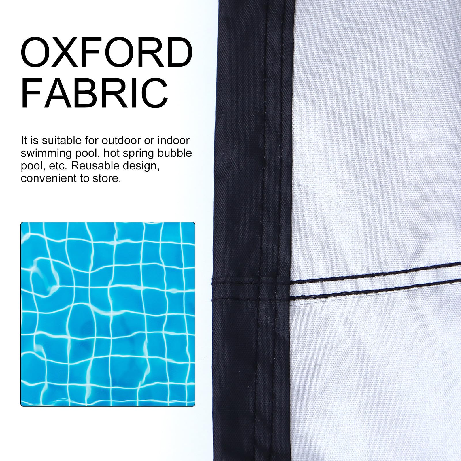 Cubierta Resistente al Viento y Fácil de Instalar de Tela Oxford Negra para Piscina Redonda Adecuado para Protección al Aire Libre de Bañeras y Spas