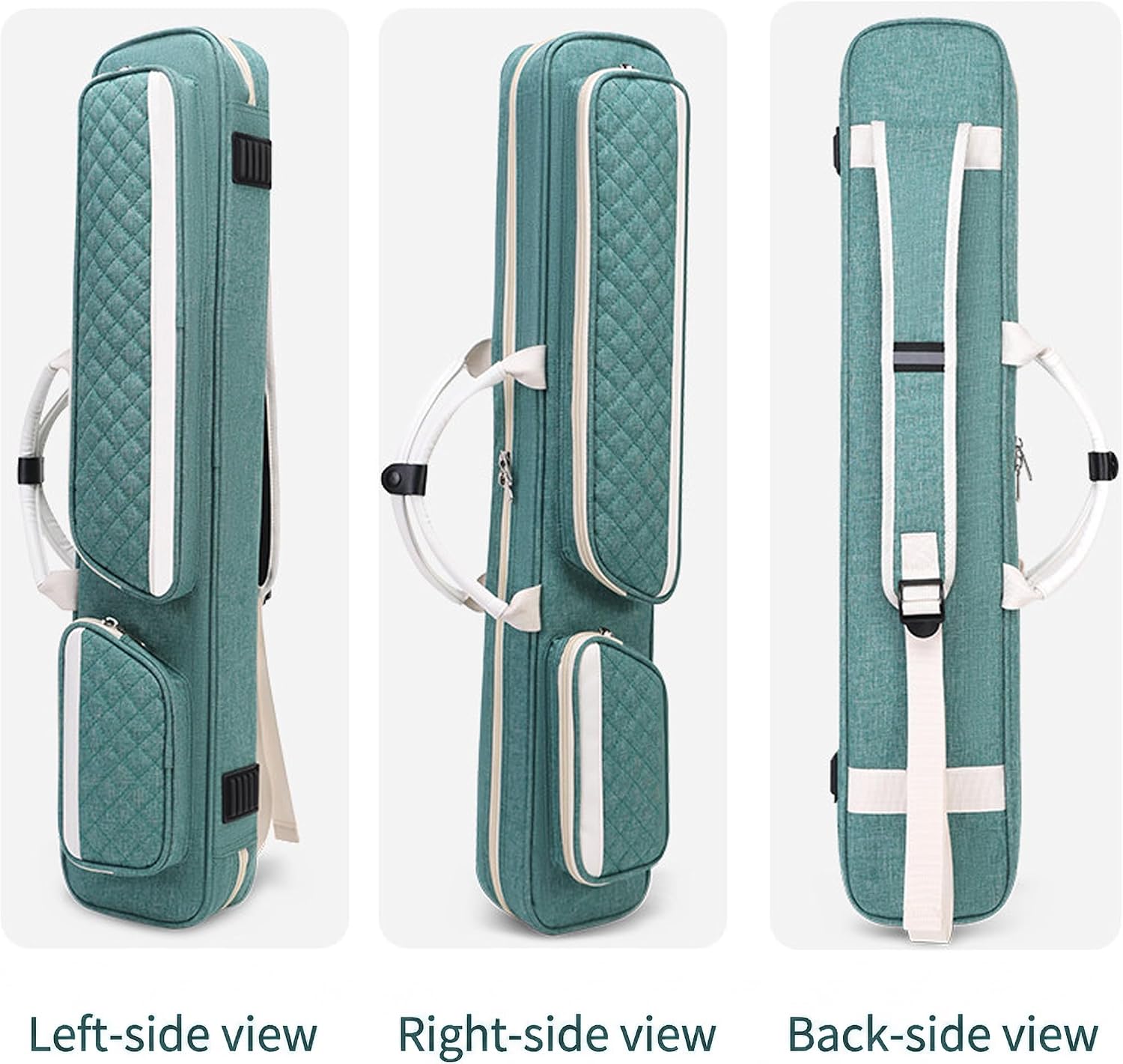 MUCHWIN Pool Cue Case 3x4 - Pool Cue Bag for 7 Cues (3 Butts + 4 Shafts) - Pool Stick Case with Reinforced Handles & Adjustable Shoulder Strap, Water-Resistant Billiard Cue Bag for Men & Women