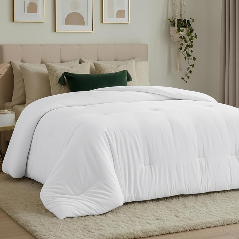 Utopia Bedding Relleno de edredón doble, blanco, edredón, 64 x 88 pulgadas | Edredón transpirable para todas las estaciones, alternativa al plumón, comodidad diaria, diseño acolchado, pestañas en las esquinas, lavable a máquina