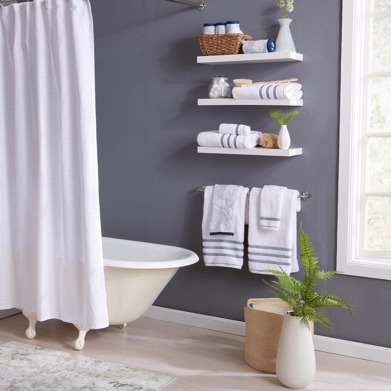 Buy 100 Cotton Decorative Hand Towel Set 16 X 28 Inches Luxury Floral Jacquard Hand Towels Roselyn Collection Set Of 4