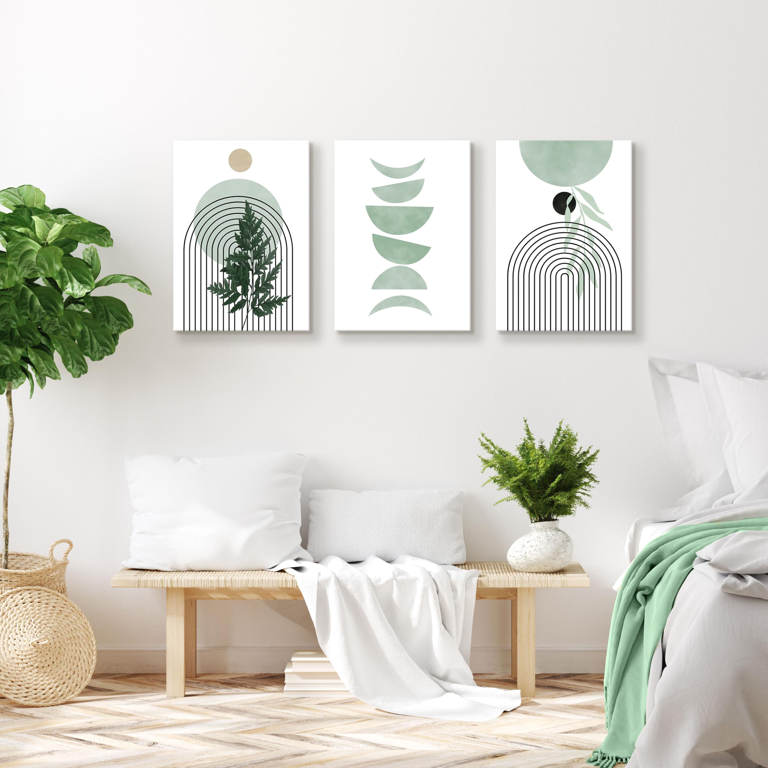 3 pezzi astratta linea geometrica Boho poster tela pittura immagini di arte della parete per camera da letto soggiorno interno decorazione della casa 60x90 cm (24x35 pollici) x3 con cornice