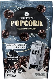 CHEF POPPIN Asian-Style Gourmet Flavored Popcorn, Non-GMO Corn, All Natural, Oatly's Oatmilk & Chocolate 120g, 4.23 oz