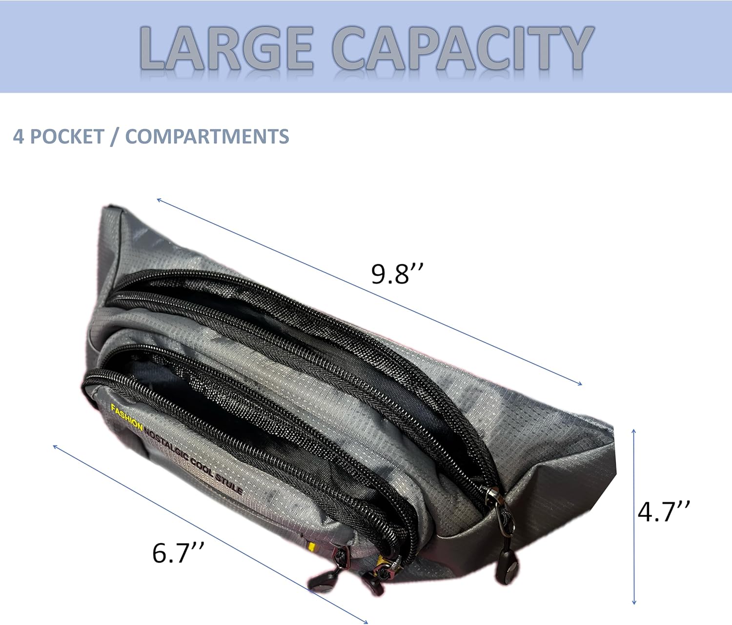 Crossbody Fanny Pack with 4-Zipper Pockets – Adjustable Waist Bag for Traveling, Hiking, Running, Cycling, Casual Hands-Free Wallets, Hip Bum Bag, Lightweight Polyester Design (Black) - Image 4