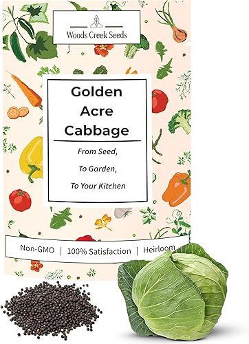 Semillas de col Golden Acre para plantar, más de 700 semillas, sin OMG, reliquia Woods Creek Seeds
