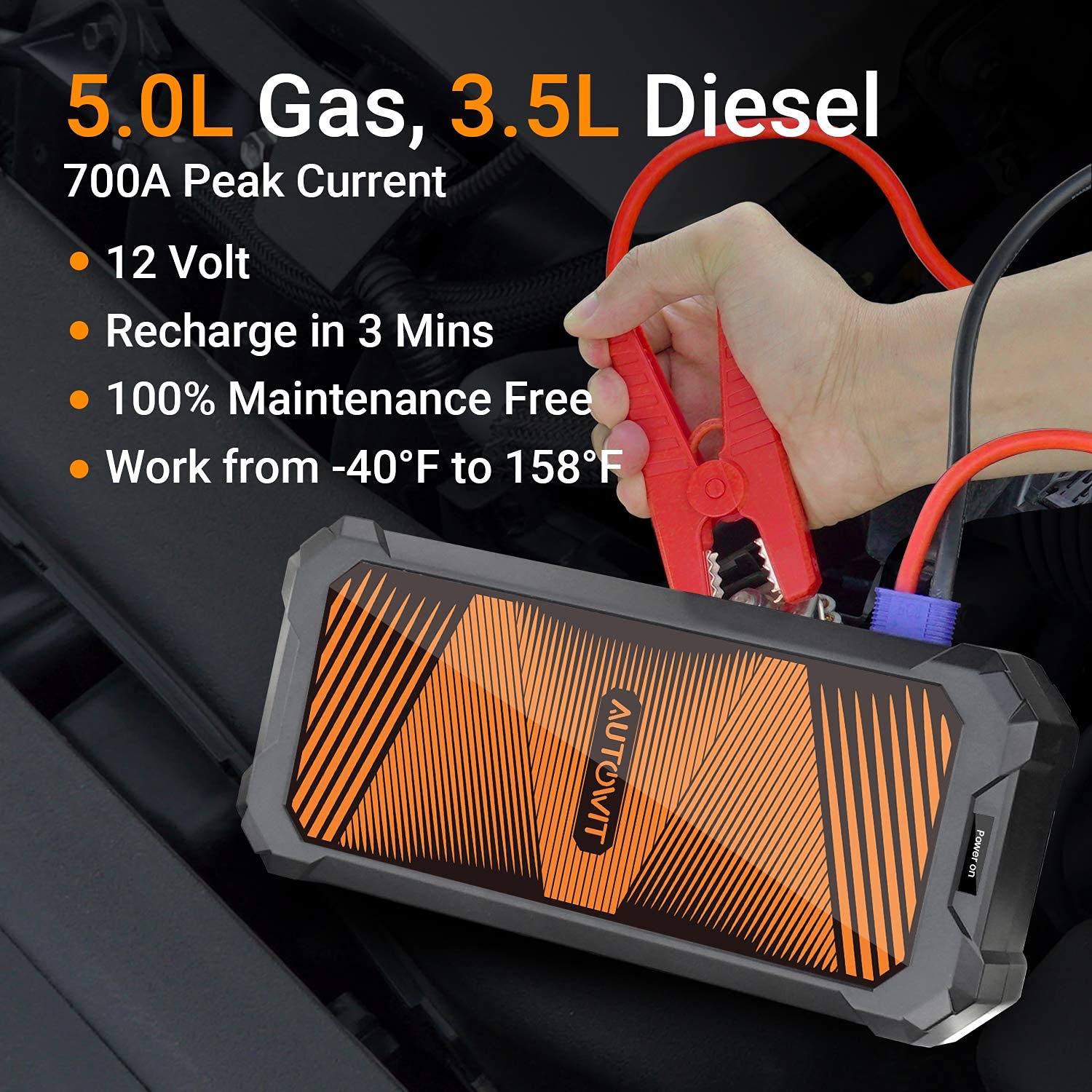 Autowit SuperCap 2 Car Jump Starter,800A Peak 12V Portable Battery