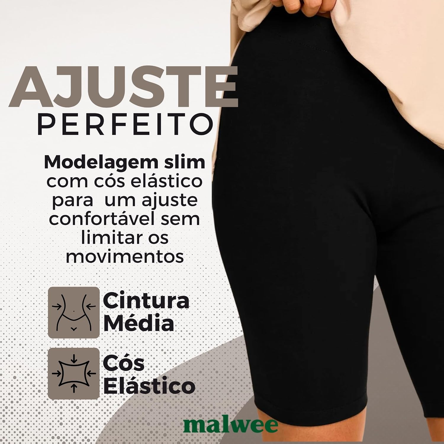 Bermuda Malwee Ciclista Feminina Básica em Algodão Adulto