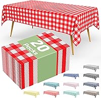 Vista 49 de Smiry Paquete de 10 Manteles Desechables de Cuadros Vichy Azules - 54" x 108" Mantel de Plástico de Servicio Pesado, Cubiertas de Mesa Impermeables