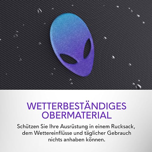 Alienware 18 Backpack - AW7825P - 28L Capacity, 3D Breathable mesh, Magnetic pocket organizers, RFID safe pocket, Weather resistant, 3D Iridescent reflective Alienware logo - Alienware Black - 8